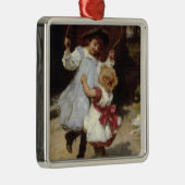 Mädchen springen mit einem Skipferd Ornament Aus Metall (Rechts)