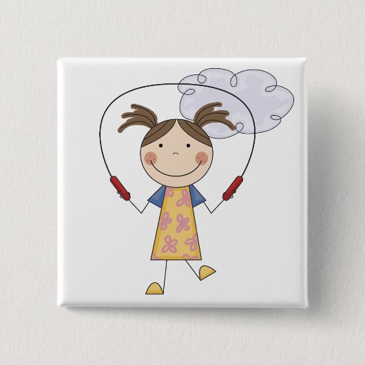 Mädchen-springendes Seil-T - Shirts und Geschenke Button (Vorderseite)