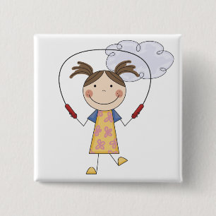 Mädchen-springendes Seil-T - Shirts und Geschenke Button