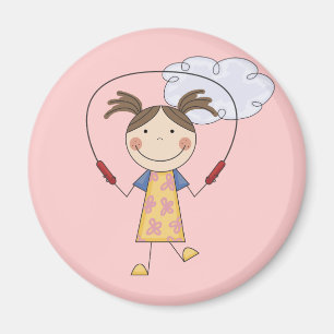 Mädchen-springendes Seil-T - Shirts und Geschenke Magnet