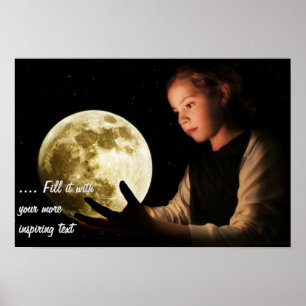 Mädchen starrt auf den Mond Poster