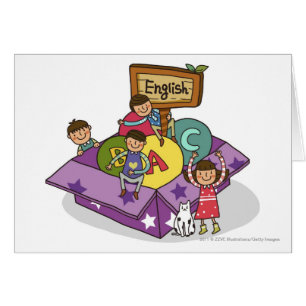 Mädchen stehend mit den Armen angehoben und dem