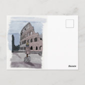 Mädchen stehend vor Kolosseum. Postkarte (Rückseite)