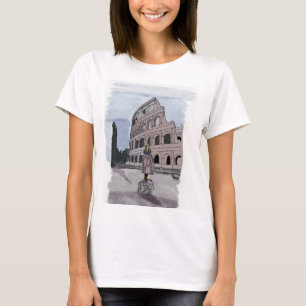 Mädchen stehend vor Kolosseum. T-Shirt