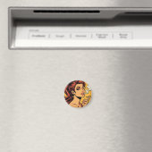 Mädchen Stoner | Comic- Pop-Art | Rauchende Liebha Magnet (In Situ (Geschirrspüler))