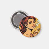 Mädchen Stoner | Comic- Pop-Art | Rauchende Liebha Magnet (Vorderseite/Rückseite)