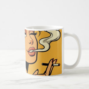 Mädchen Stoner Comicbuch Pop-Art Rauchende Lie Kaffeetasse