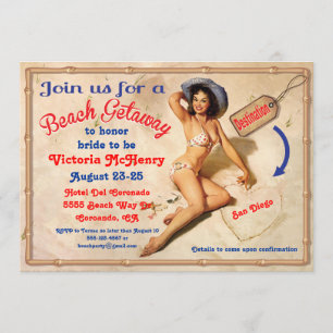 Mädchen-Strand-Flucht-Wochenenden-Party Einladung