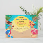 Mädchen-Strandparty Einladung (Stehend Vorderseite)