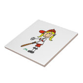 Mädchen-Strichmännchen-Baseball-Schlagmann Fliese (Seite)