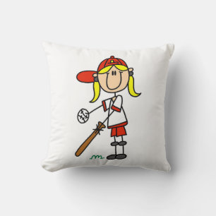 Mädchen-Strichmännchen-Baseball-Schlagmann Kissen