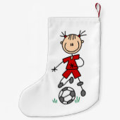 Mädchen-Strichmännchen-Fußball-roter einheitlicher Kleiner Weihnachtsstrumpf (Rückseite)