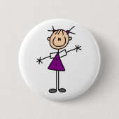 Mädchen-Strichmännchen-Knopf Button (Vorderseite)
