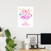 Mädchen-Strike-Up-Bowling-Baby-Shower-Willkommen Poster (Heimbüro)