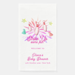 Mädchen-Strike-Up-Bowling-Baby-Shower-Willkommen Serviette