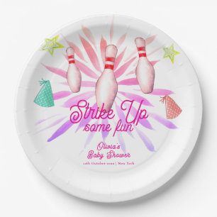 Mädchen-Strike-Up-Bowling-Sport-Party-Baby- Shower Pappteller