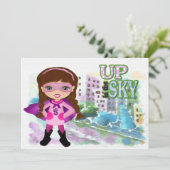 Mädchen-Superheld-Einladung Einladung (Stehend Vorderseite)