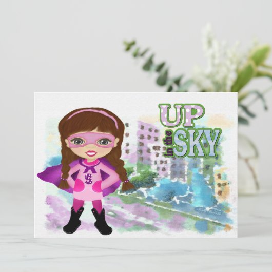 Mädchen-Superheld-Einladung Einladung (Stehend Vorderseite)