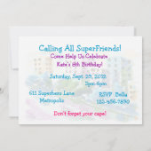 Mädchen-Superheld-Einladung Einladung (Rückseite)