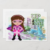 Mädchen-Superheld-Einladung Einladung (Vorne/Hinten)