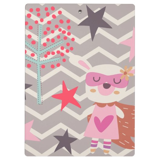 Mädchen-Superheld-Häschen Klemmbrett (Rückseite)