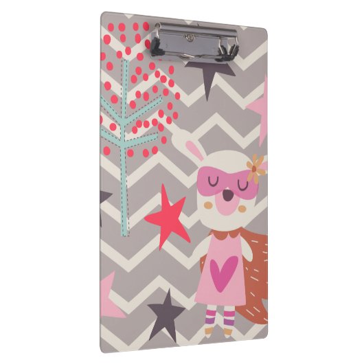 Mädchen-Superheld-Häschen Klemmbrett (Rechts)