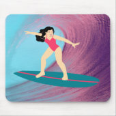 Mädchen surfen bei Sonnenuntergang. Mousepad (Vorne)
