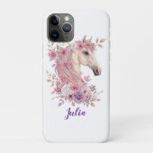Mädchen Süß Lila Rosa Pferd Monogramm Schrift Name Case-Mate iPhone Hülle (Rückseite)