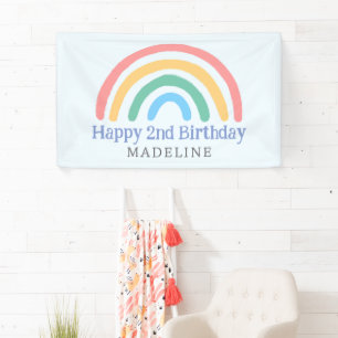 Mädchen Süß Zwei Cool 2. Geburtstag Regenbogen Banner