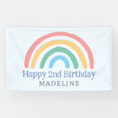 Mädchen Süß Zwei Cool 2. Geburtstag Regenbogen Banner (Horizontal)