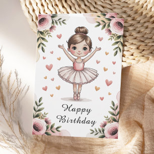 Mädchen Süße Personalisierte Ballerina Geburtstag Karte