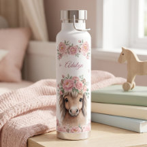 Mädchen Süße Rosa Florale Pferd Personalisierter N