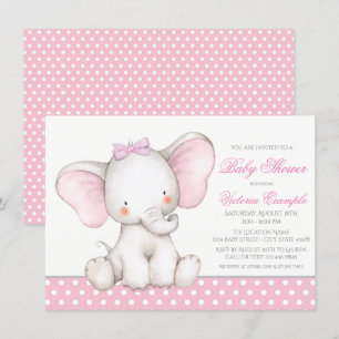 Mädchen Süßer Elefant Baby Shower Einladungen