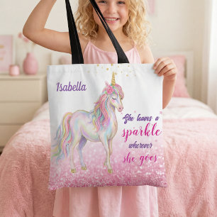 Mädchen Süßes Einhorn Glitzer Personalisierte Eink Tasche