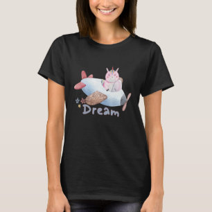 Mädchen Süßes Einhorn Wasserfarbe Träume Groß Bunt T-Shirt