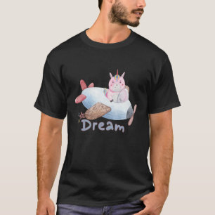 Mädchen Süßes Einhorn Wasserfarbe Träume Groß Bunt T-Shirt