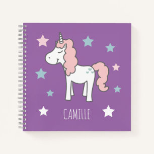 Mädchen Süßes Magisches Lila Einhorn Kinder Schule Notizblock