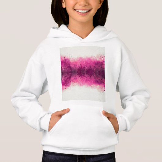 Mädchen Sweatshirt mit einem heißen rosa und weiß (Vorderseite)