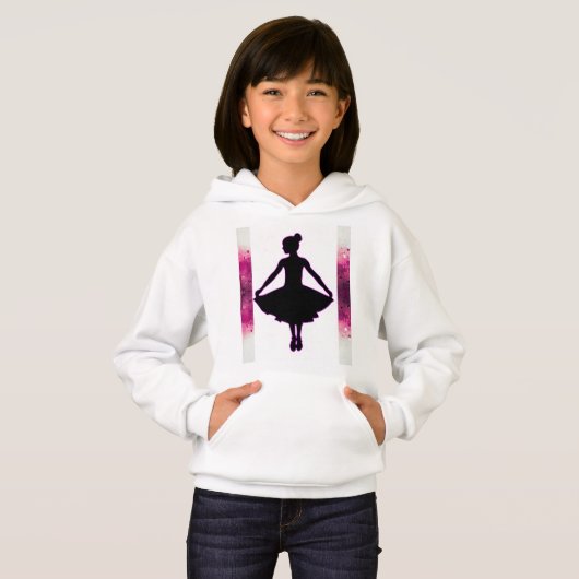 Mädchen Sweatshirt mit einem heißen rosa und weiß (Vorne ganz)