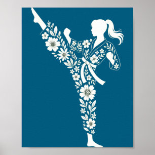 Mädchen Taekwondo Floral Kampfsport Karate Poster