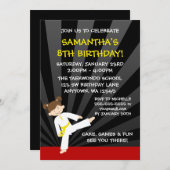 Mädchen-Taekwondo-Karate-Gelb-Gurt-Geburtstag Einladung (Vorne/Hinten)