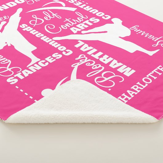 Mädchen Taekwondo Thema Kampfkunst Pink Weißer Spa Sherpadecke (3/4)