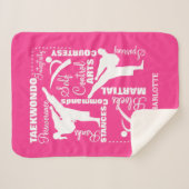 Mädchen Taekwondo Thema Kampfkunst Pink Weißer Spa Sherpadecke (Vorderseite (Horizontal))