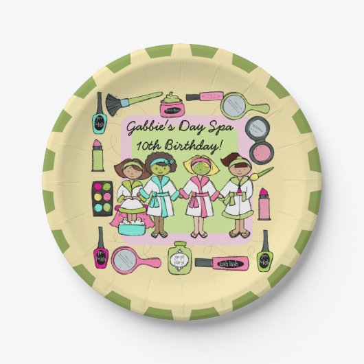 Mädchen Tag Spa Geburtstag Papier Teller (Vorderseite)