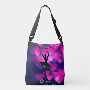 Mädchen tanzen rosa und Lila schwebende Herzen Tragetaschen Mit Langen Trägern