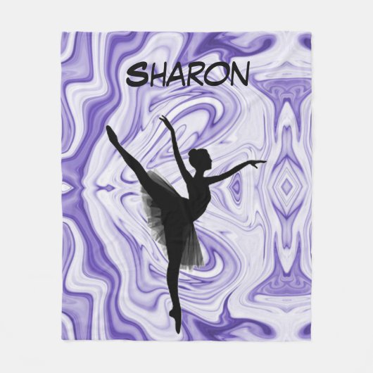 Mädchen tanzen Weiß und Lila Swirl Fleecedecke (Vorderseite)