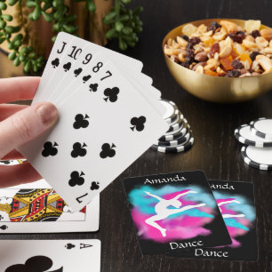 Mädchen Tanzsprung Rosa Blau Farb Bombe mit Namen Spielkarten