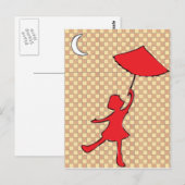Mädchen tanzt mit ihrem Regenschirm Postkarte (Vorne/Hinten)