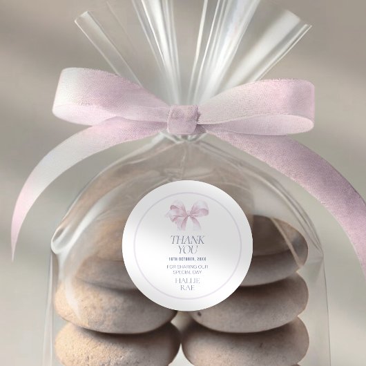 Mädchen Taufe Danke Sticker - Blush Pink Bow