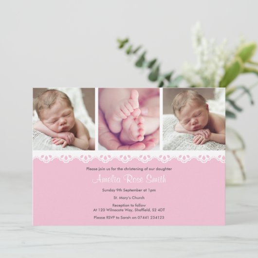 Mädchen - Taufe Einladung (Stehend Vorderseite)